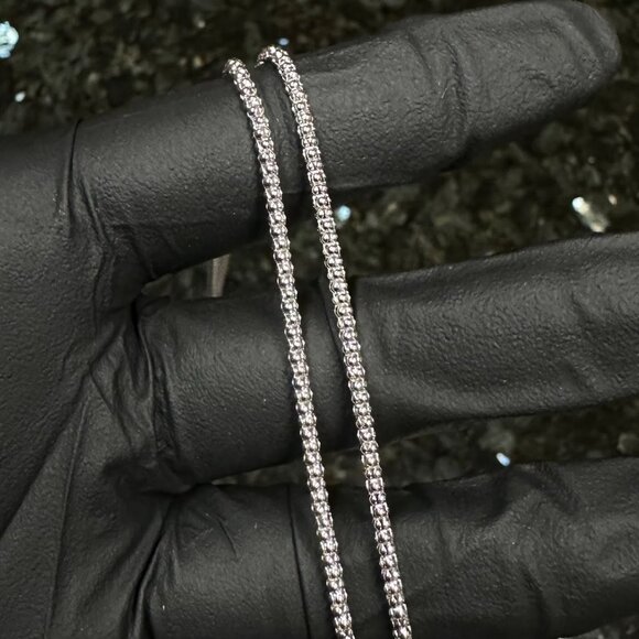 Lion 925 Sterling Silver Champagne Diamond & Sapphire Adjustable Necklace 18” - Picture 6 of 7